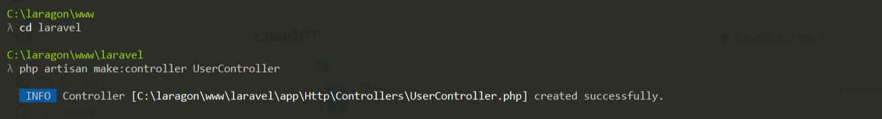Membuat UserController