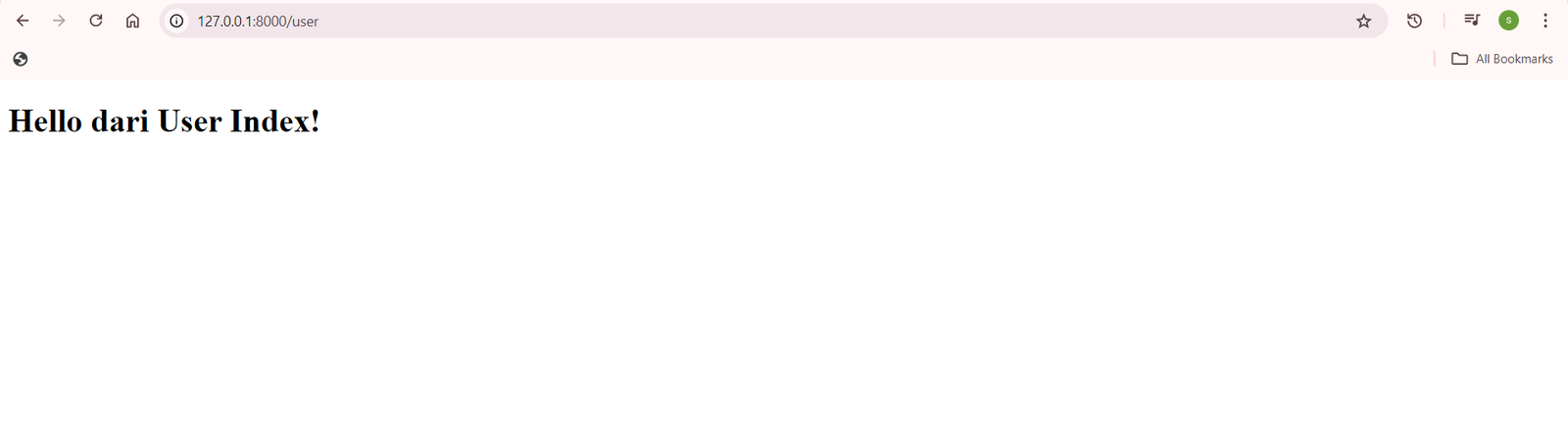Halaman /user di browser