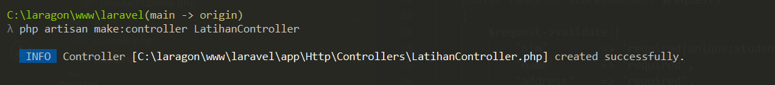 SS Terminal php artisan make:controller LatihanController