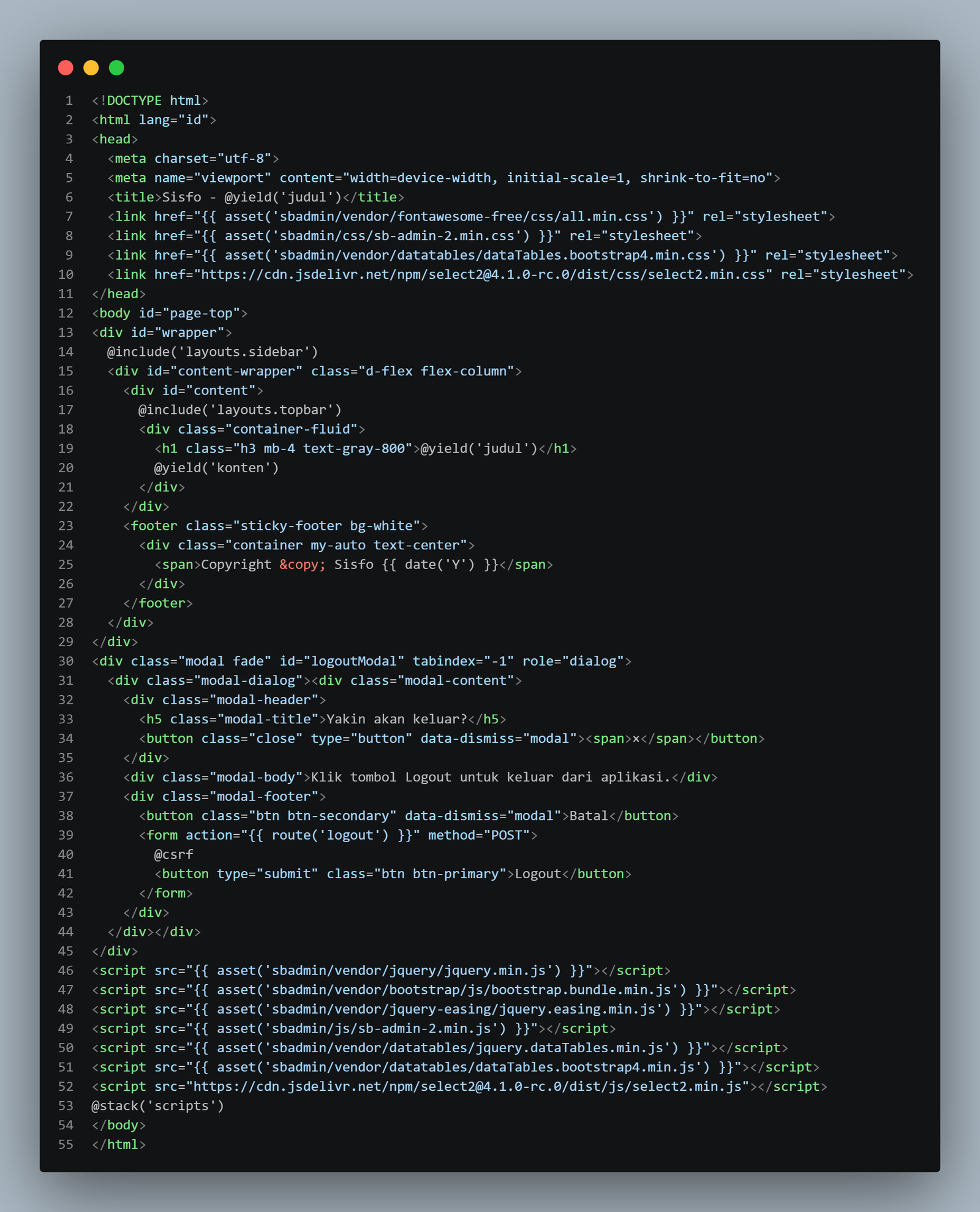 Buat main.blade.php