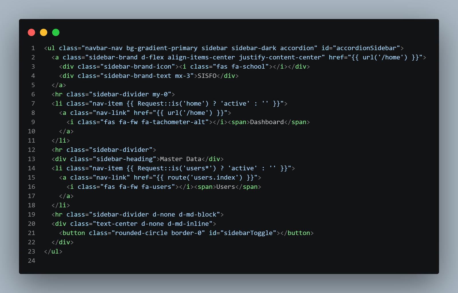 Buat sidebar.blade.php
