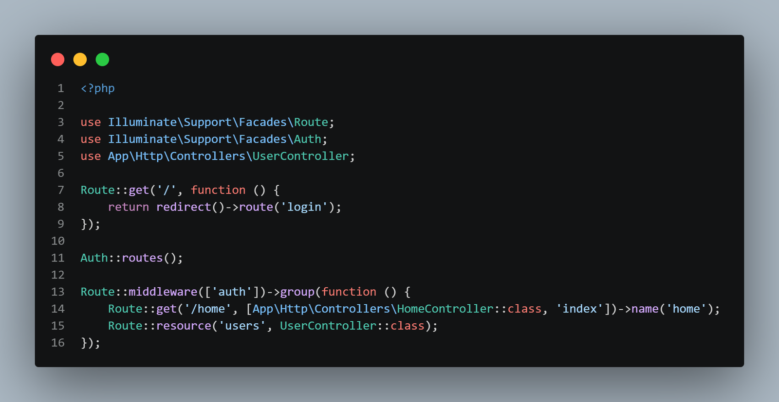 Konfigurasi routes/web.php