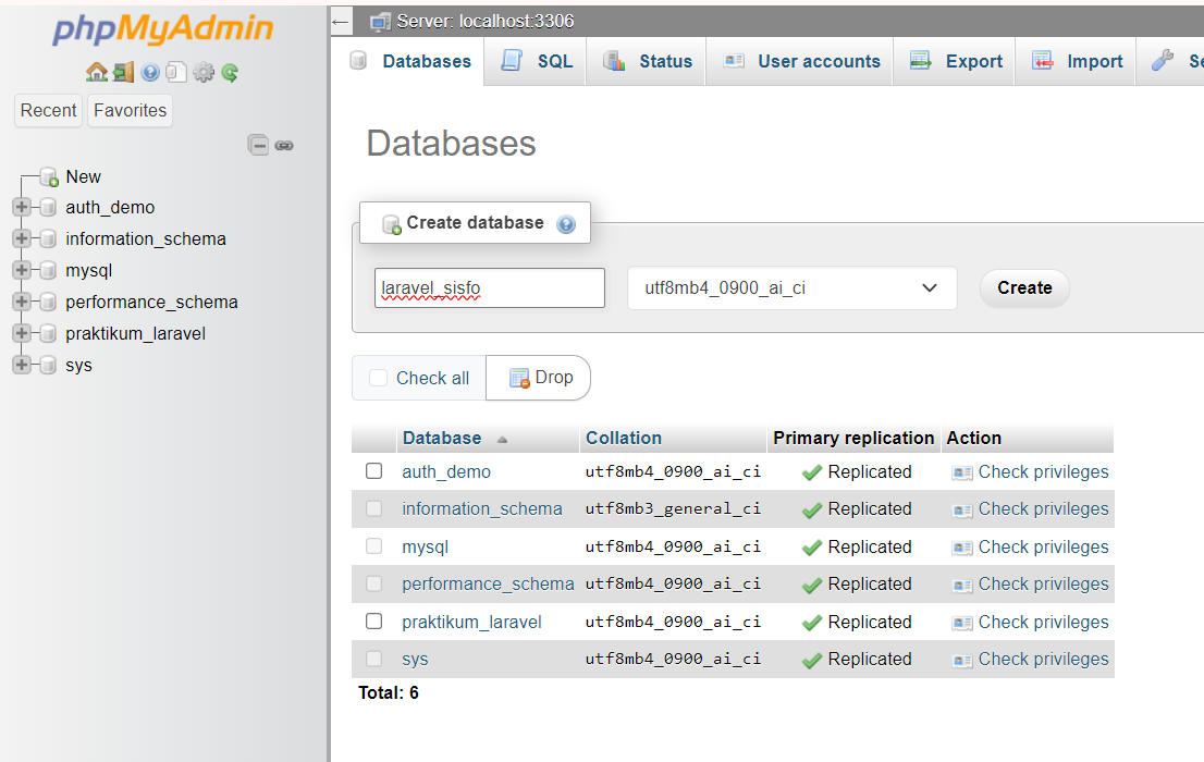 Membuat database di phpMyAdmin