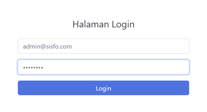 Tampilan halaman login