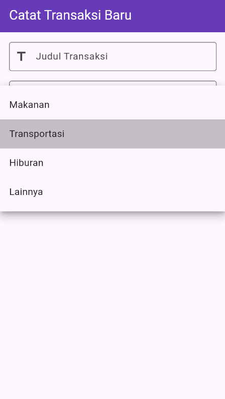 SS hasil running dropdown kategori