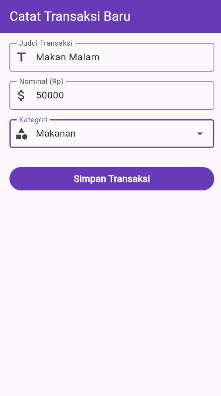 SS hasil running validasi berhasil dan SnackBar muncul