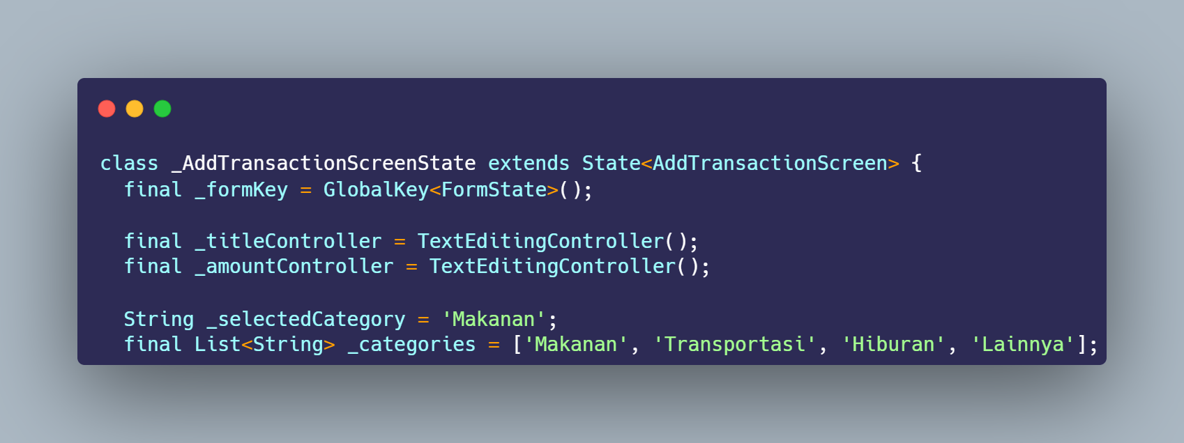 SS VS Code deklarasi formKey controller dan state dropdown