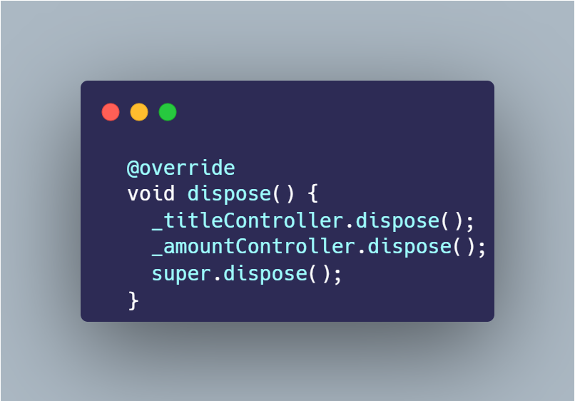 SS VS Code method dispose membersihkan controller