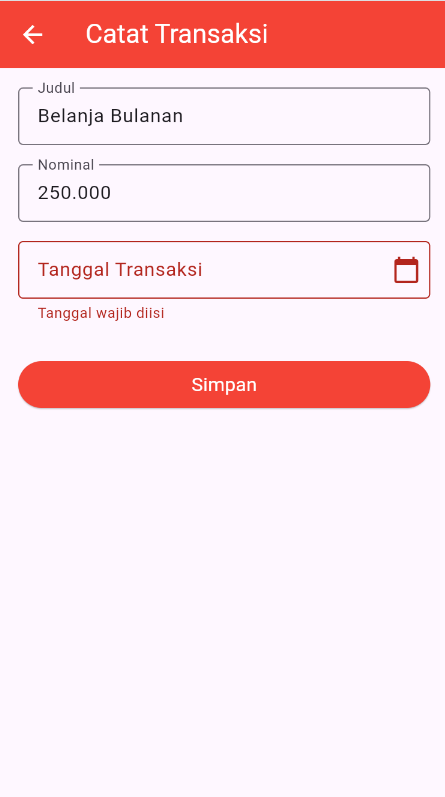 SS pesan Tanggal wajib diisi pada form